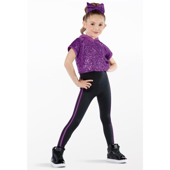 Dance Costume Hoodie Weissman 14191 Large Child Purple Hip Hop Jazz Unitard Solo - Picture 1 of 3